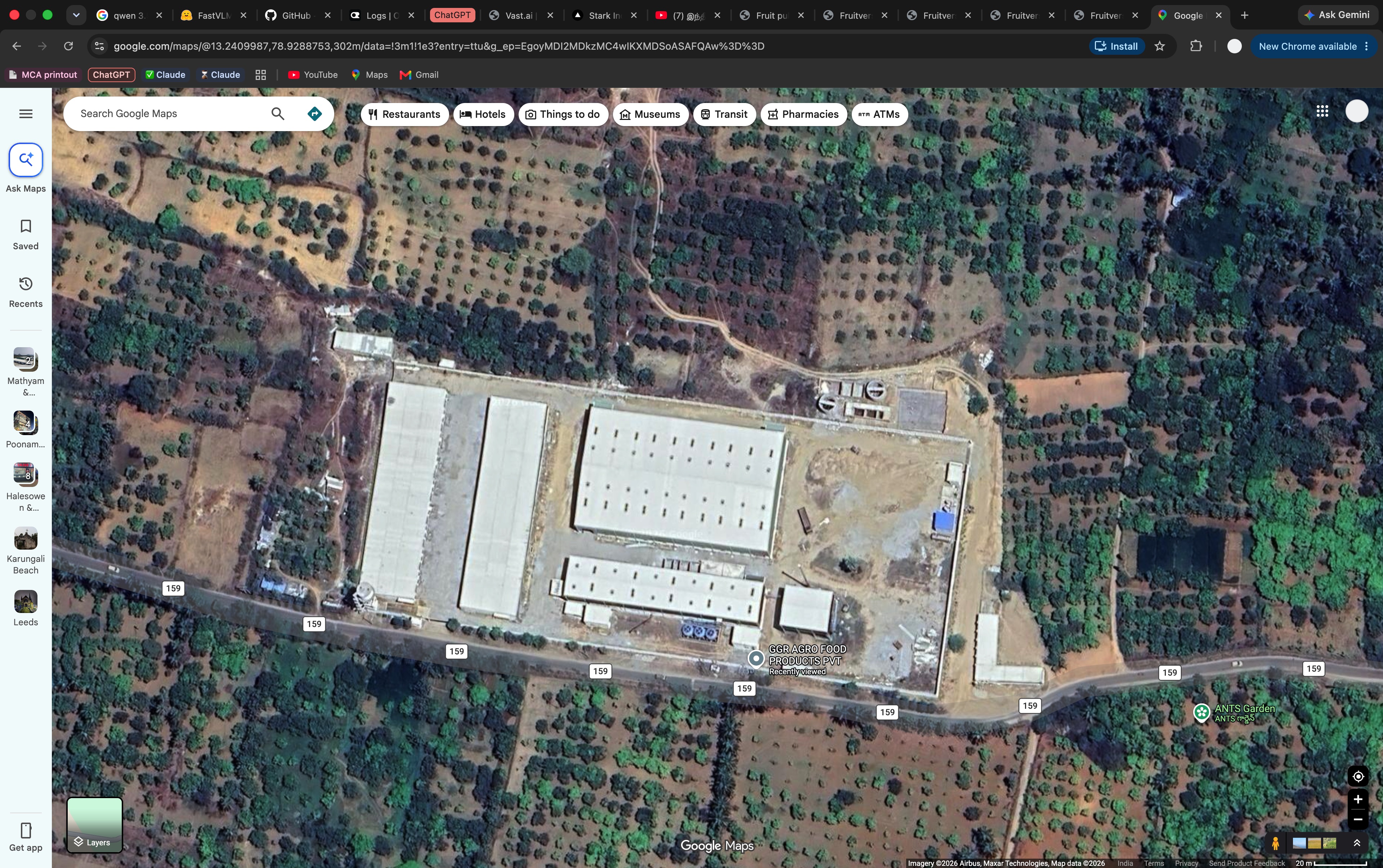 Satellite preview of the processing facility near Chittoor